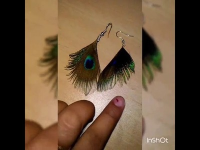 Diy 2minutes peacock feather earrings