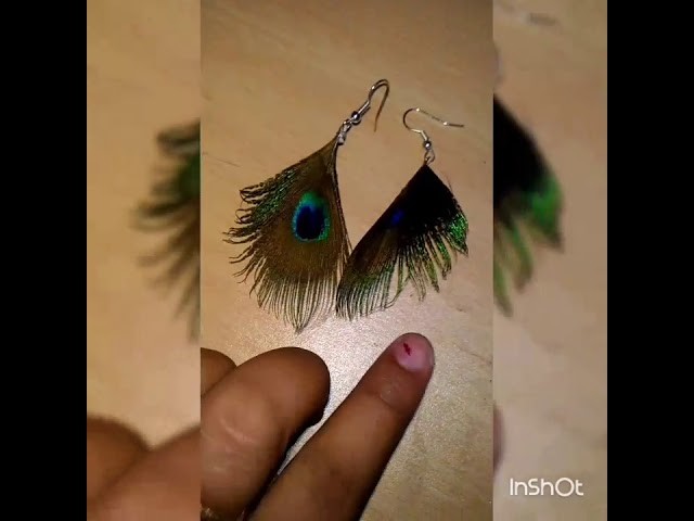 Diy 2minutes peacock feather earrings