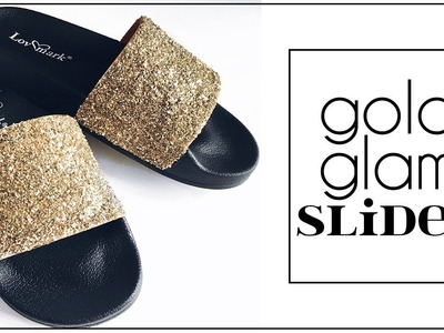 DIY Gold Glitter Glam Slides | Jenni Mares