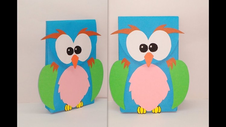 Diy How to make An Owl Paper Gift Bag. Favor Bag