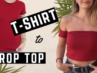 DIY Off the Shoulder CROP TOP from a T-SHIRT | Clothing Hack | Owlipop