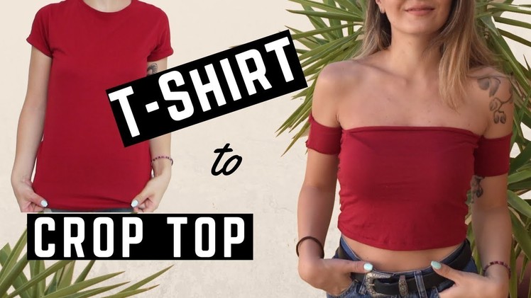 DIY Off the Shoulder CROP TOP from a T-SHIRT | Clothing Hack | Owlipop