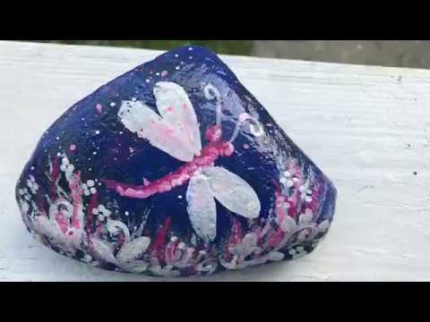 DIY Painted Rock Dragonfly