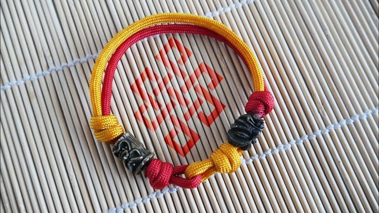 How to Make a Two Color Beaded Sliding Knot Paracord Bracelet Tutorial