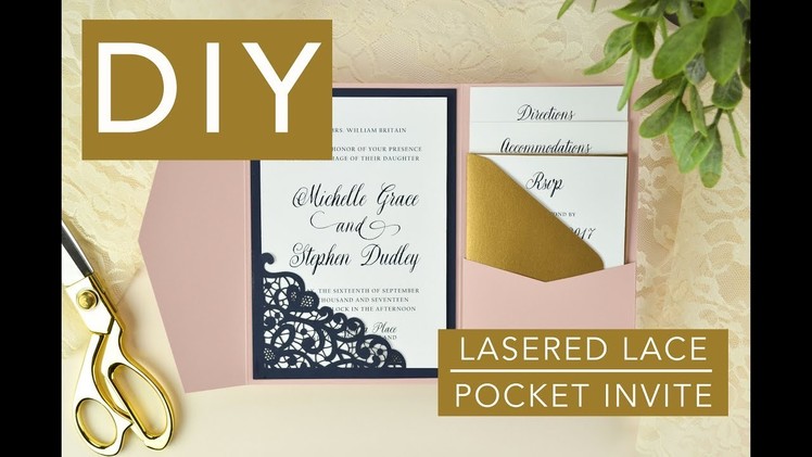 Lace Laser-Cut Pocket Wedding Invitation - DIY Assembly