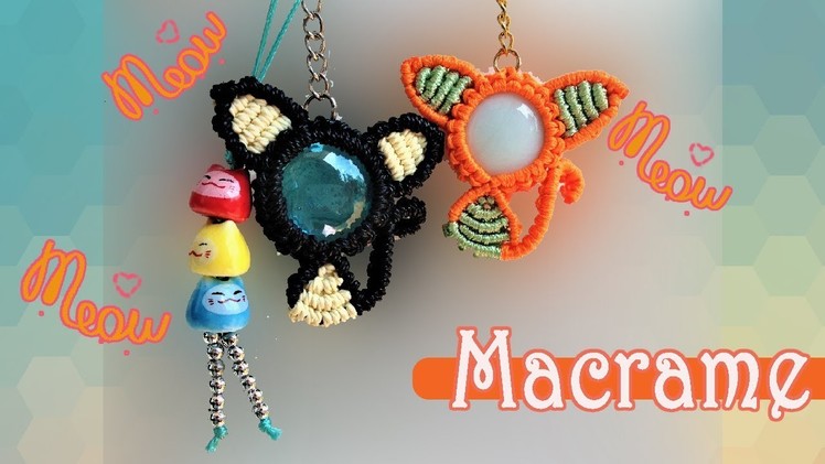 Macrame CAT pattern tutorial ???????????? The macrame KITTY key chain for Iphone 8