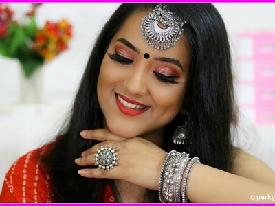 Navratri.Garba Makeup Tutorial | Indian festive makeup | Perkymegs