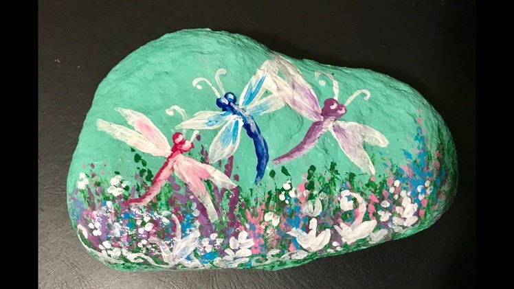 Painted Rock Dragonflies DIY Acrylic Painting Lesson