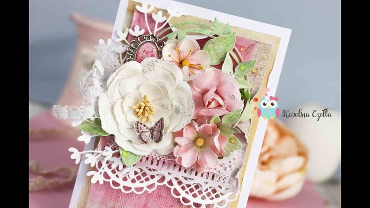 Shabby chic card with tulle ruffle - cardmaking tutorial