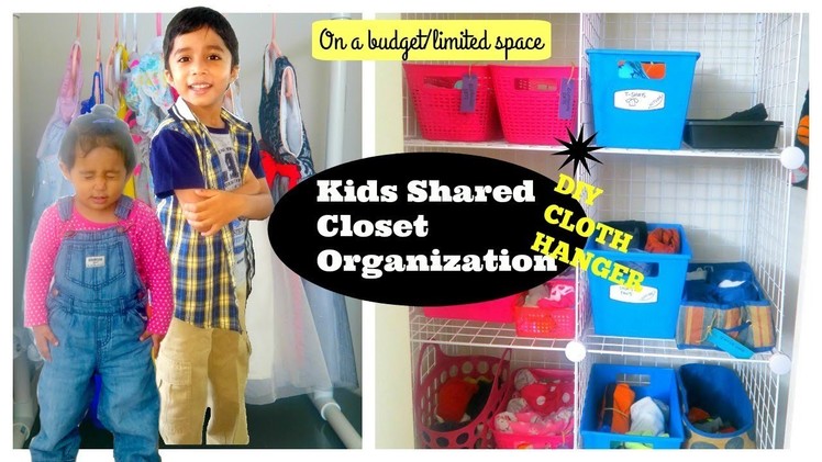 Shared Closet Organization | DIY Cloth hanger| How to organise kids clothes