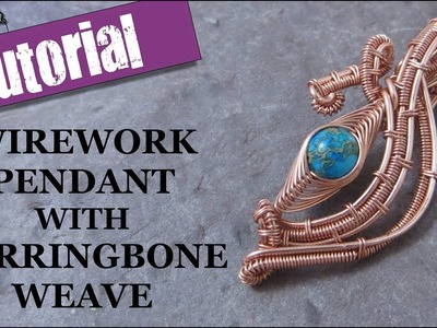 Wirework Pendant with Herringbone Weave - Wire Wrapping Tutorial