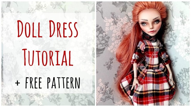 Check Dress for Monster High dolls. Cute doll dress. Doll clothes. Sewing. Tutorial