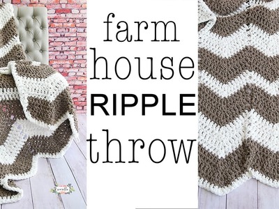 Crochet Farmhouse Ripple Throw Blanket Left Handed