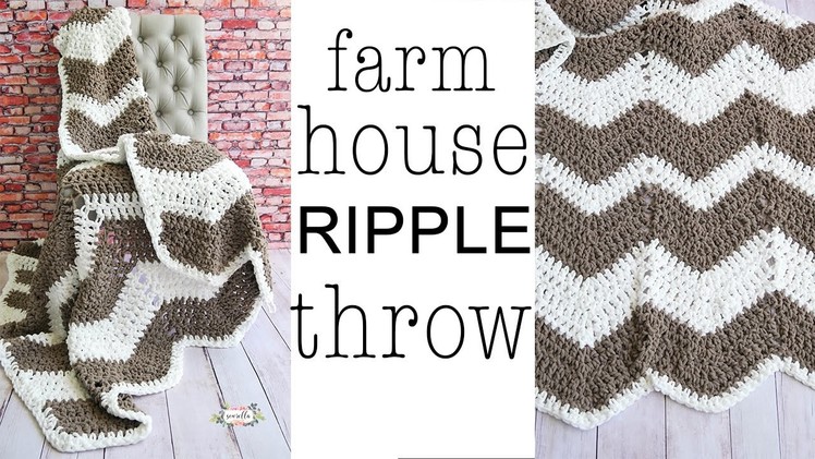 Crochet Farmhouse Ripple Throw Blanket Left Handed
