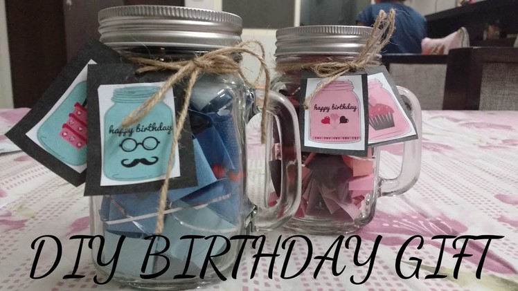 DIY birthday gift - Mason jar | How to decorate mason jar |