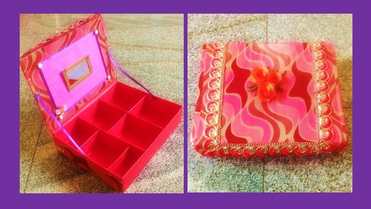 DIY cardboard MAKEUP BOX. Jwelery organizer