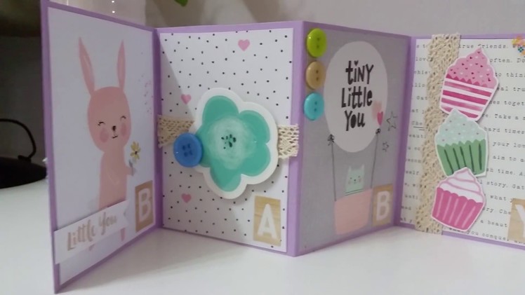 DIY: How to make an accordion fold card for newborn baby girls and boys