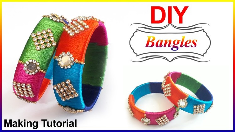 DIY | How to make MIRROR Bangle with Silk Thread|Bangle,Making|#Omni_trends