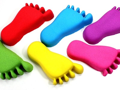 DIY Kinetic Sand Feet Pez Nails Learn Colors Bunchems Surprise Toys Opening