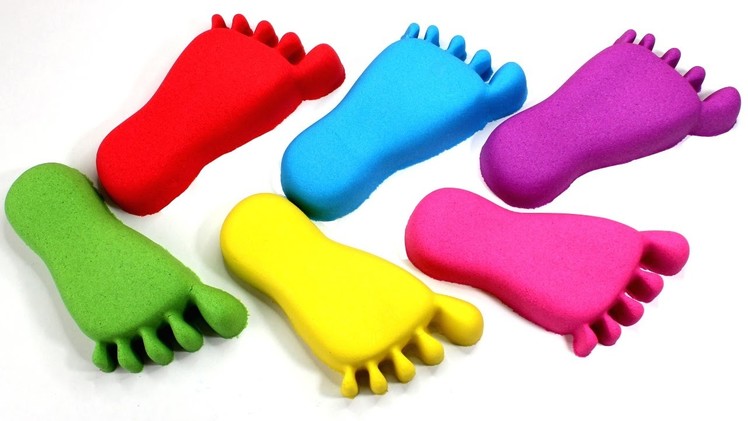 DIY Kinetic Sand Feet Pez Nails Learn Colors Bunchems Surprise Toys Opening