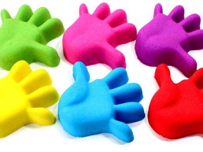 DIY Kinetic Sand Hands Learn Colors Peppa Pig Molds Pez Surprise Toys