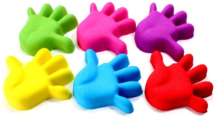 DIY Kinetic Sand Hands Learn Colors Peppa Pig Molds Pez Surprise Toys