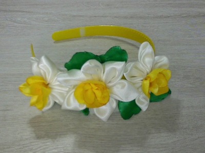 DIY *Narcissus kanzashi hair hoop*