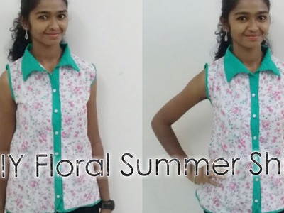 DIY Sleeveless Floral Summer Shirt