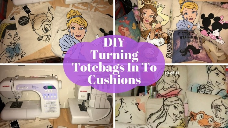 DIY turning a tote bag in to a cushion (Disney DIY)