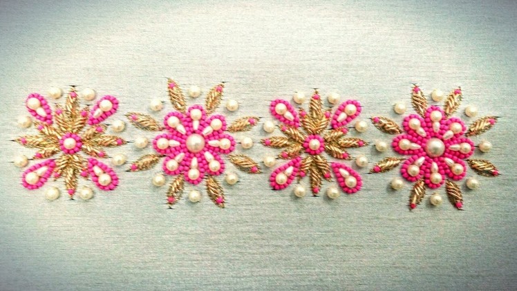 Hand Embroidery: Zardozi Spring Embroidery With Pearls And Beads