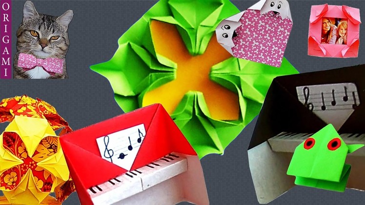 Origami is easy. Origami frog, kusudama, piano, ornament, envelope, tie, valentine
