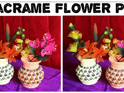 Unique & easy DIY of Macrame Flower Vase|#5| Macrame Flower Pot Using newspapers &Waste Plastic Bags