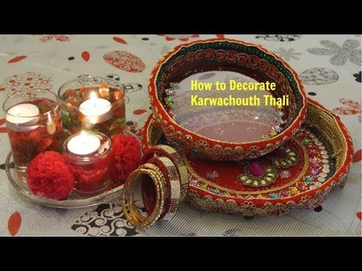 Decorate karvachauth Vrat Thali and Chalni | DIY Thali decoration | Organizopedia