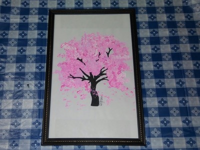 DIY Cherry Blossom Tree Art || Using only COTTON BUDS !!! and placing in a picture frame !!!