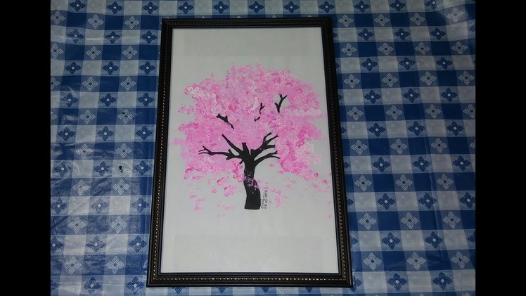 DIY Cherry Blossom Tree Art || Using only COTTON BUDS !!! and placing in a picture frame !!!