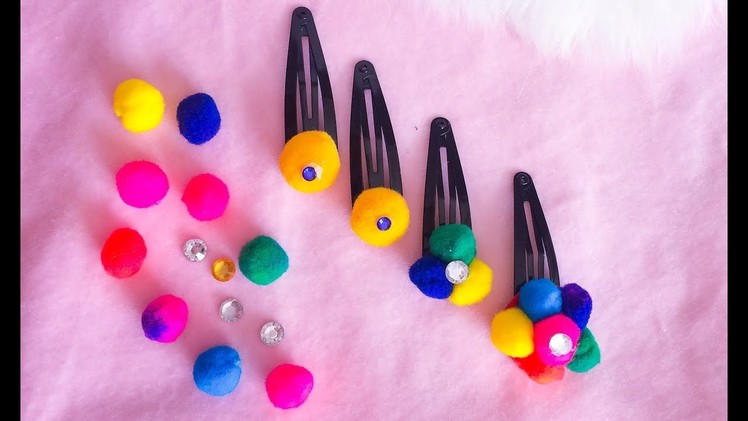 DIY: Cute and easy School holiday fun ideas .  Hair clip with pompom