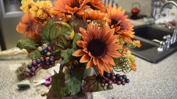 DIY FALL CENTERPIECE WITH DOLLAR TREE FLOWERS & MORE