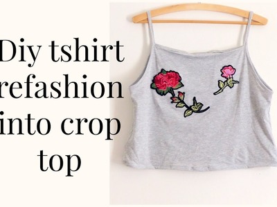 Diy refashion shirt  into crop top