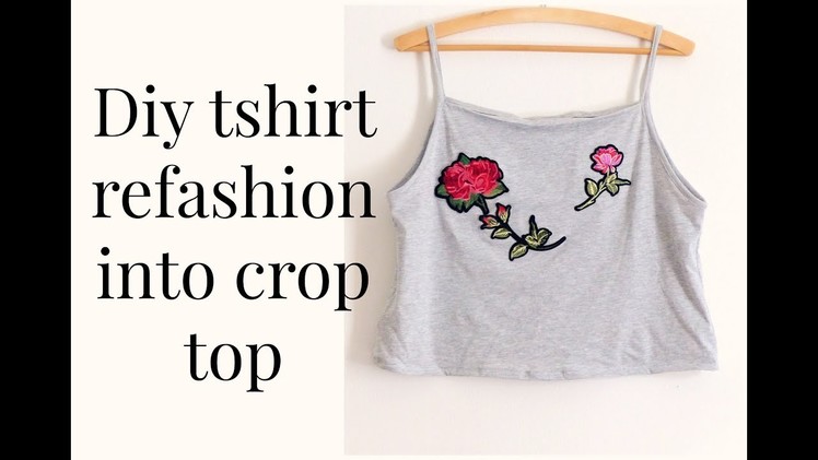 Diy refashion shirt  into crop top