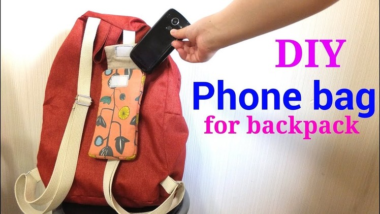 【DIY】Simple & Easy スマホ*バッグの作り方。*Phone bag for backpack*