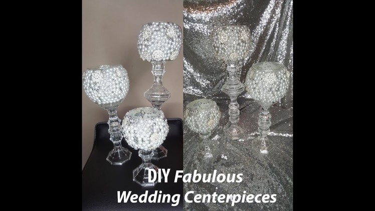 DIY Wedding Centerpieces - Dollar Tree- Pearl, Rhinstone & Brooch globes