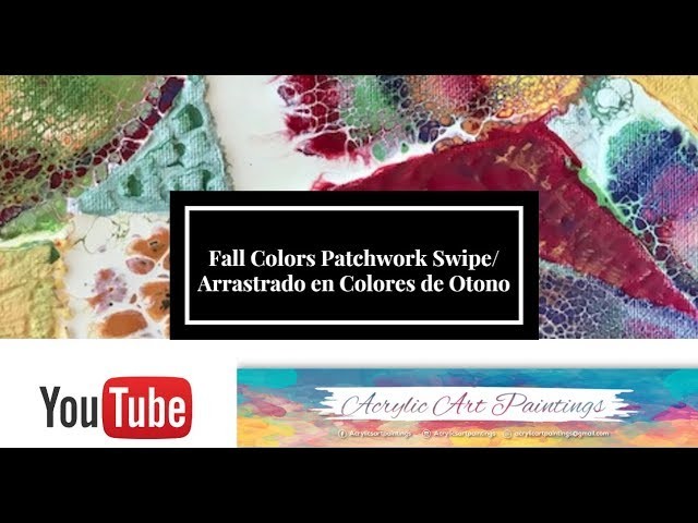 Fall Colors Patchwork Swipe. Acrylic Pouring. Arrastrado en Color de Otono. Arte Fluido. (028)