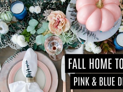 Fall Home Tour: DIY Tablescape and Front Porch with Non-Traditional Pink and Blue Decor