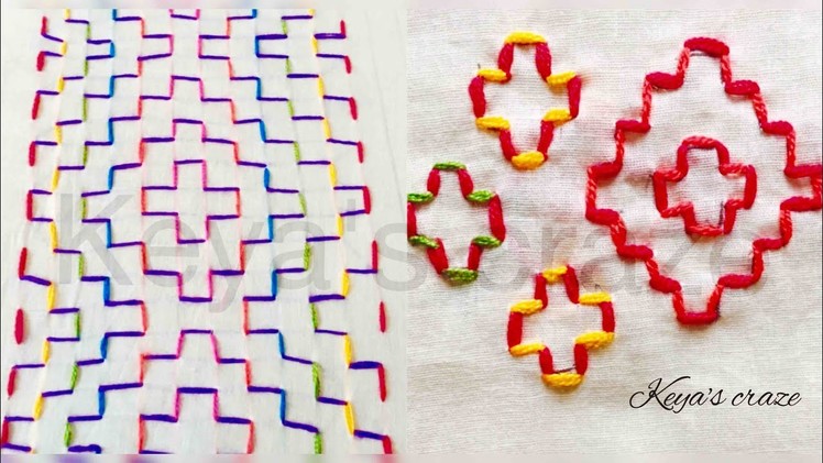 2 ways of doing holebein stitch | Square stitch | Keya's craze | hand embroidery | 97