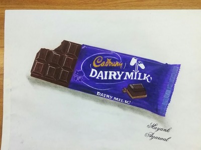 3D Cadbury DairyMilk Chocolate Drawing | Speed Drawing