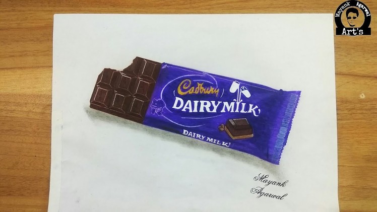 3D Cadbury DairyMilk Chocolate Drawing | Speed Drawing