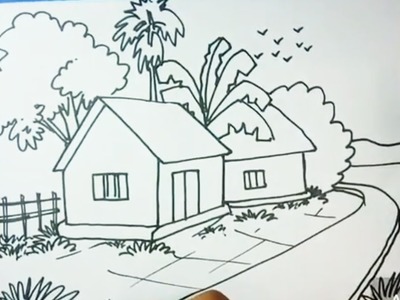 Best easy village drawing. .