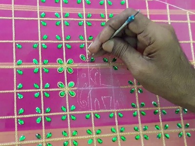 Checks pattern maggam work blouse making - Hand embroidery