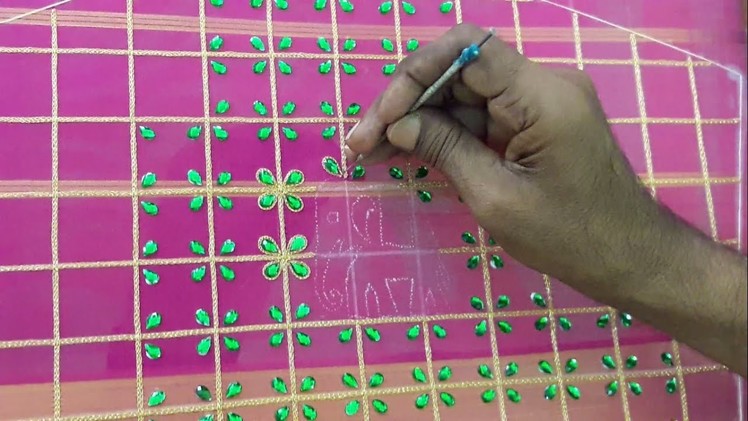Checks pattern maggam work blouse making - Hand embroidery