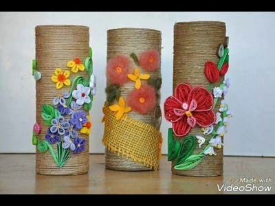 Creativity with jute and qulling paper# vases